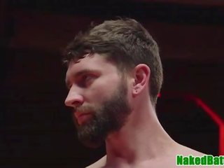 Wrestling hunk facializing stud immediately following anal